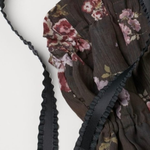 NWOT Brock Collection X H&M, Floral Ribbon Tie Up Top (Small) - Picture 3 of 8